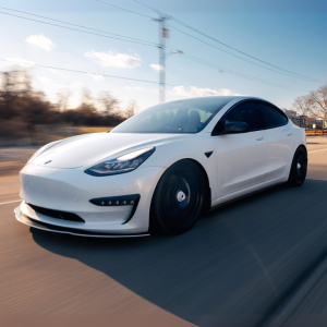 Voiture électrique en train de rouler sur l'autoroute